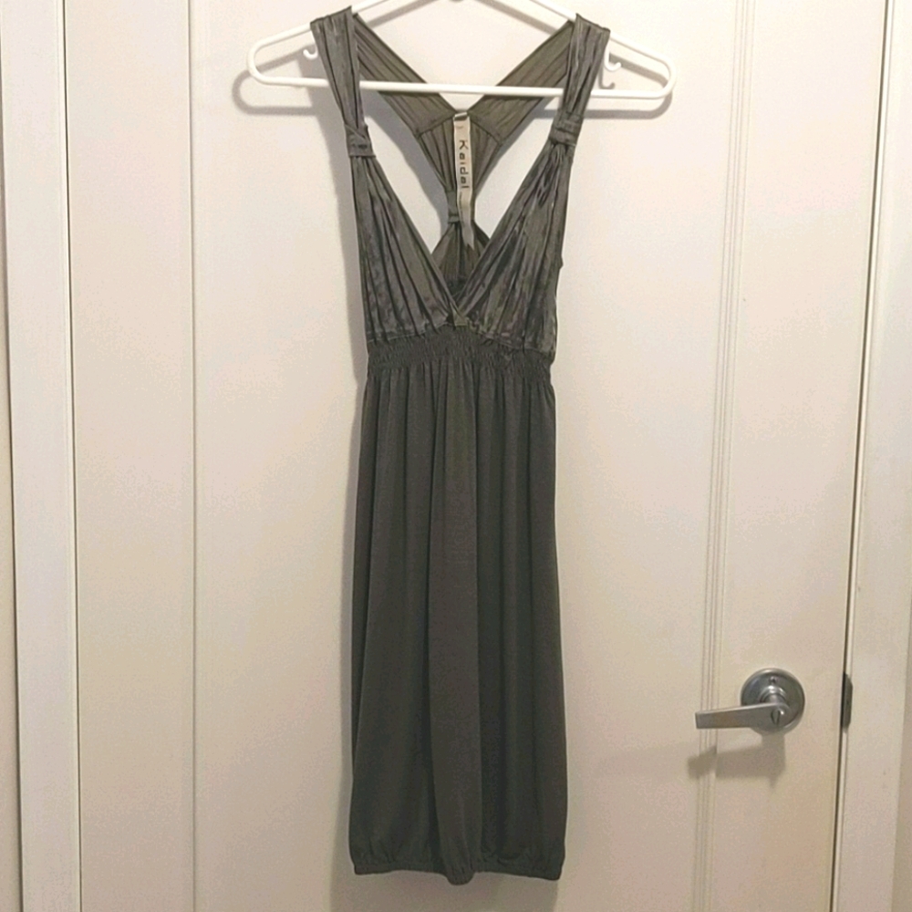 Kaidal Army Green Silk Dress